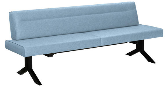 SITZBANK 220/87/70 cm  in Hellblau  - Schwarz/Hellblau, KONVENTIONELL, Textil/Metall (220/87/70cm) - Moderano