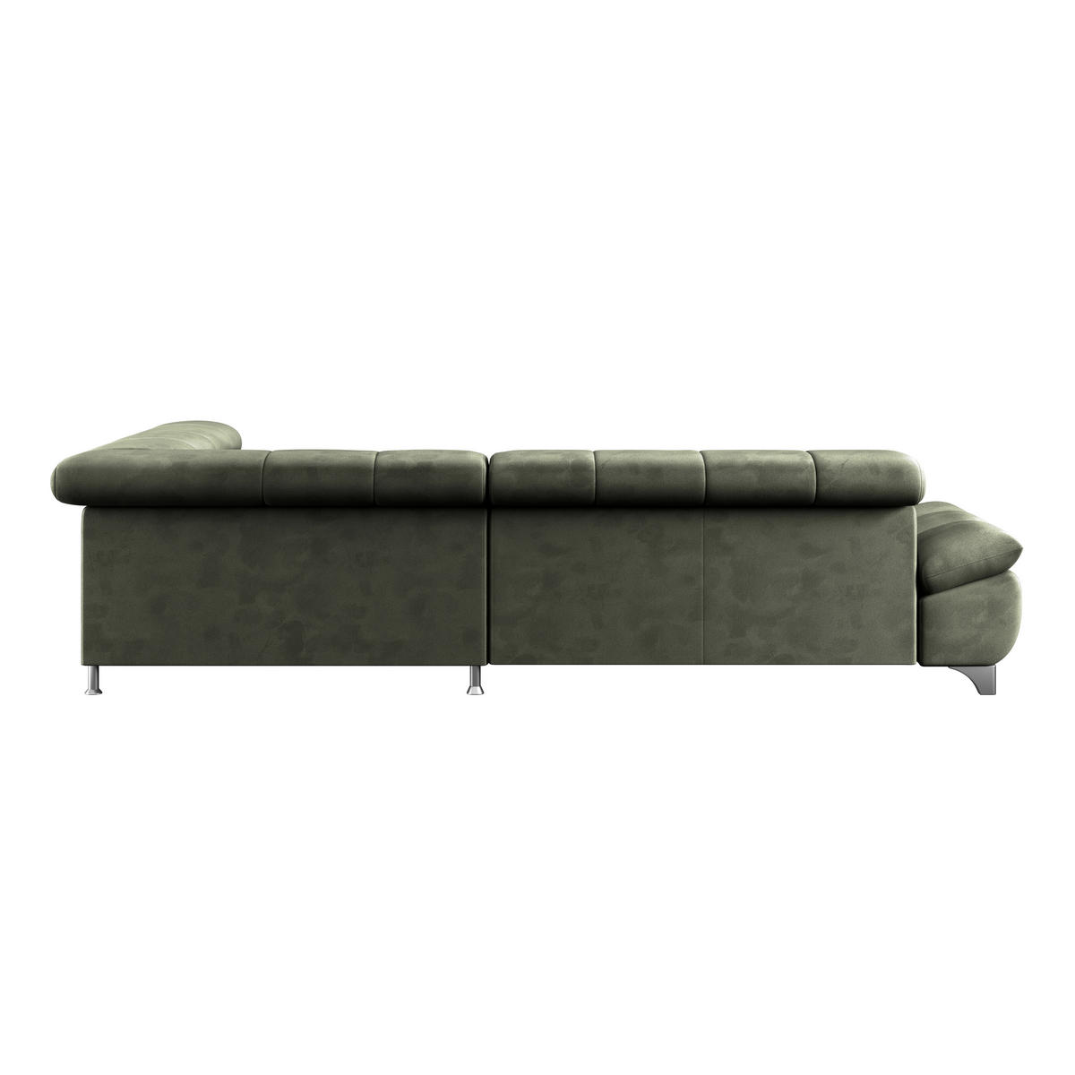 ECKSOFA Dunkelgrün Chenille  - Chromfarben/Dunkelgrün, KONVENTIONELL, Textil/Metall (312/234cm) - Livetastic