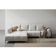ECKSOFA in Flachgewebe Grauweiß  202/306 cm  - Buchefarben/Grauweiß, KONVENTIONELL, Holz/Textil (202/306cm) - Carryhome