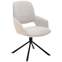 ARMLEHNSTUHL  in Eisen Webstoff  - Beige/Schwarz, Design, Textil/Metall (57/93/64cm) - Novel