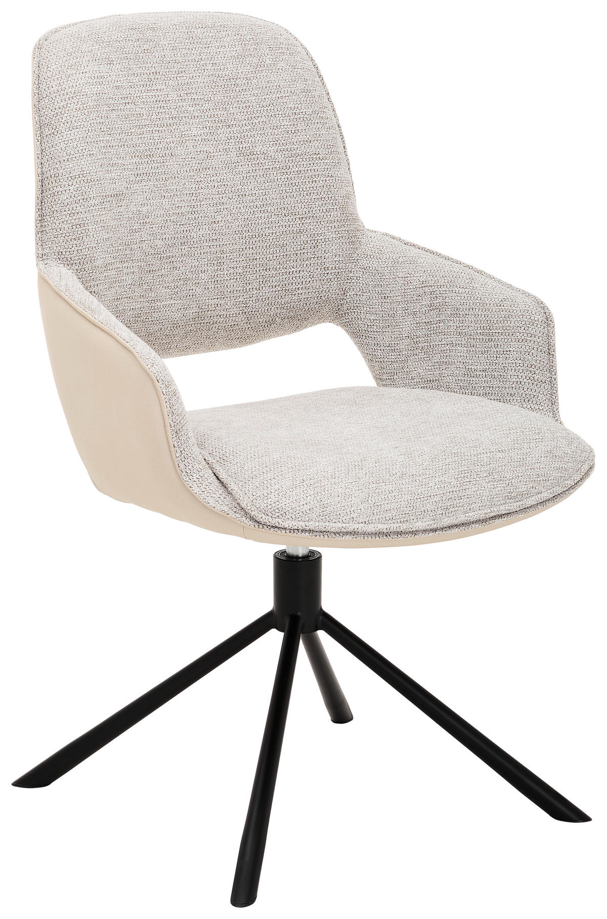 ARMLEHNSTUHL  in Eisen Webstoff  - Beige/Schwarz, Design, Textil/Metall (57/93/64cm) - Novel