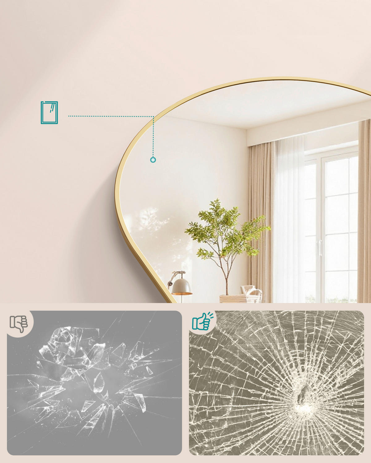 STANDSPIEGEL 60/165/33 cm  - Goldfarben, Trend, Glas/Metall (60/165/33cm) - Boxxx