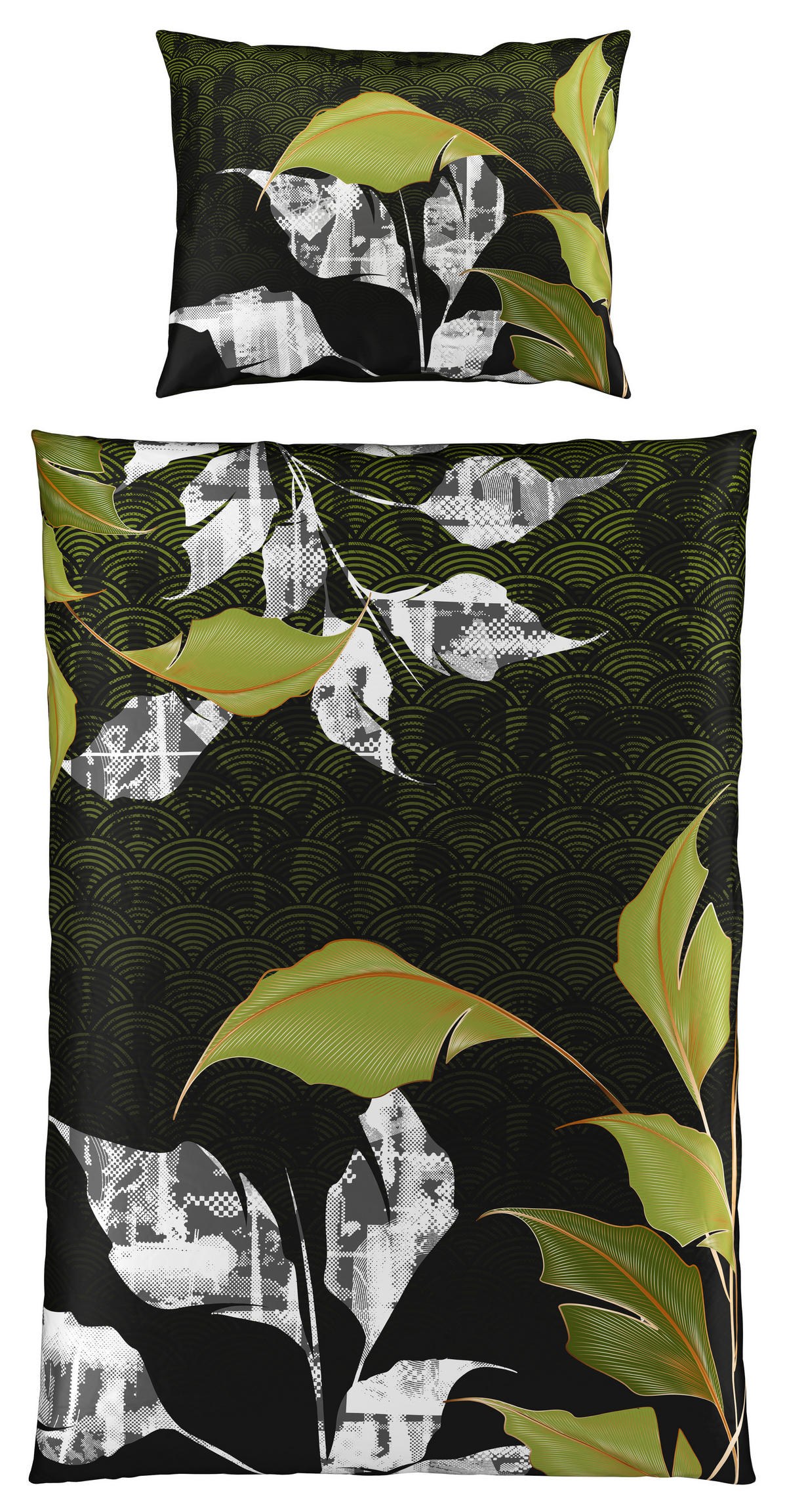 BETTWÄSCHESET MARIE Satin 160/210 cm  65 cm/100 cm  - Schwarz/Grün, Konventionell, Textil (160/210cm) - Esposa