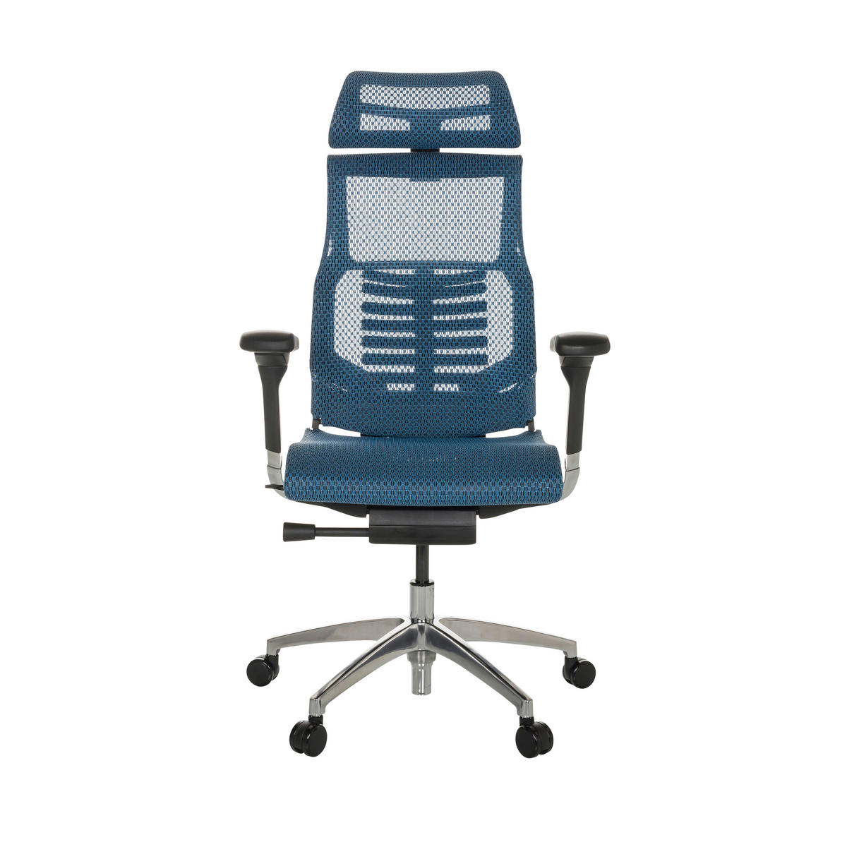 DREHSTUHL Netz Blau  - Blau/Silberfarben, Basics, Kunststoff/Textil (67/119-135/60cm) - MID.YOU