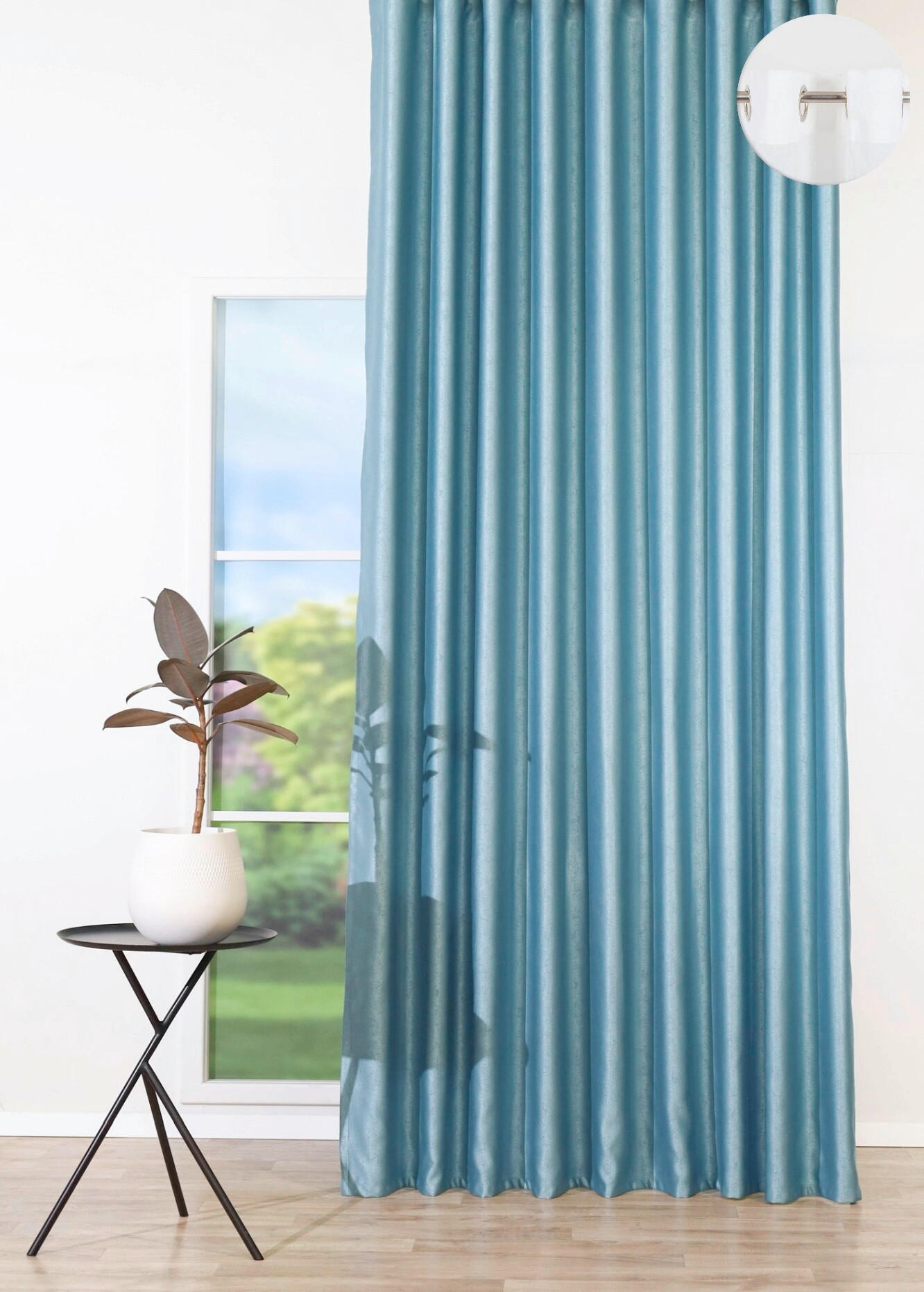 DRAPERIE CONFECțIONATĂ black-out (nu permite trecerea luminii)  - turcoaz, Basics, textil (24/31/4cm)