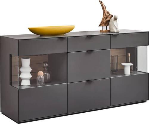 SIDEBOARD Graphitfarben, Eichefarben  181,9/87,9/45,2 cm  - Eichefarben/Graphitfarben, Design, Glas/Holzwerkstoff (181,9/87,9/45,2cm) - Dieter Knoll