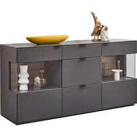 SIDEBOARD Graphitfarben, Eichefarben  181,9/87,9/45,2 cm  - Eichefarben/Graphitfarben, Design, Glas/Holzwerkstoff (181,9/87,9/45,2cm) - Dieter Knoll