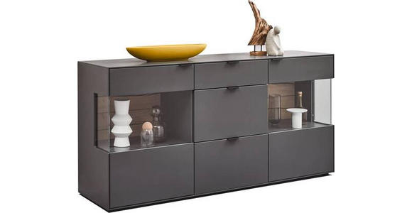 SIDEBOARD 181,9/87,9/45,2 cm  - Graphitfarben, Design, Glas/Holzwerkstoff (181,9/87,9/45,2cm) - Dieter Knoll