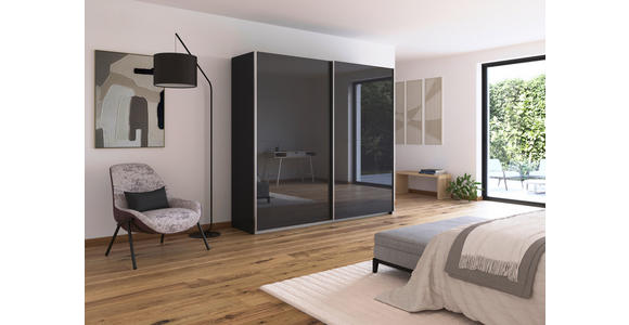 SCHWEBETÜRENSCHRANK  in Grau  - Alufarben/Grau, KONVENTIONELL, Glas/Holzwerkstoff (225/210/62cm) - Xora