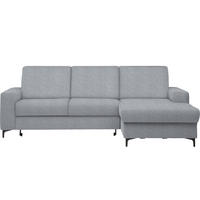 ECKSOFA Hellgrau Webstoff Bettkasten, Schlaffunktion, Rücken echt  - Hellgrau/Schwarz, KONVENTIONELL, Textil/Metall (247/167cm) - Stylife
