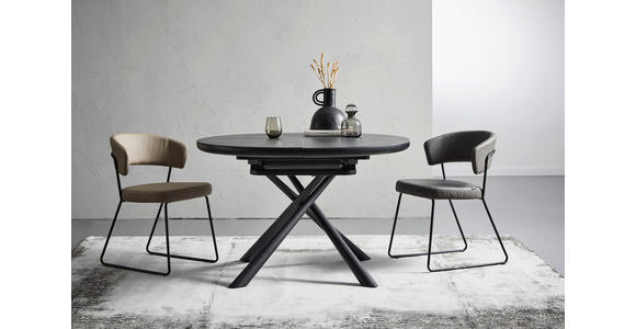 ESSTISCH in Keramik, Holzwerkstoff 120-160/120/76 cm  - Schwarz, Design, Keramik/Holzwerkstoff (120-160/120/76cm) - Novel