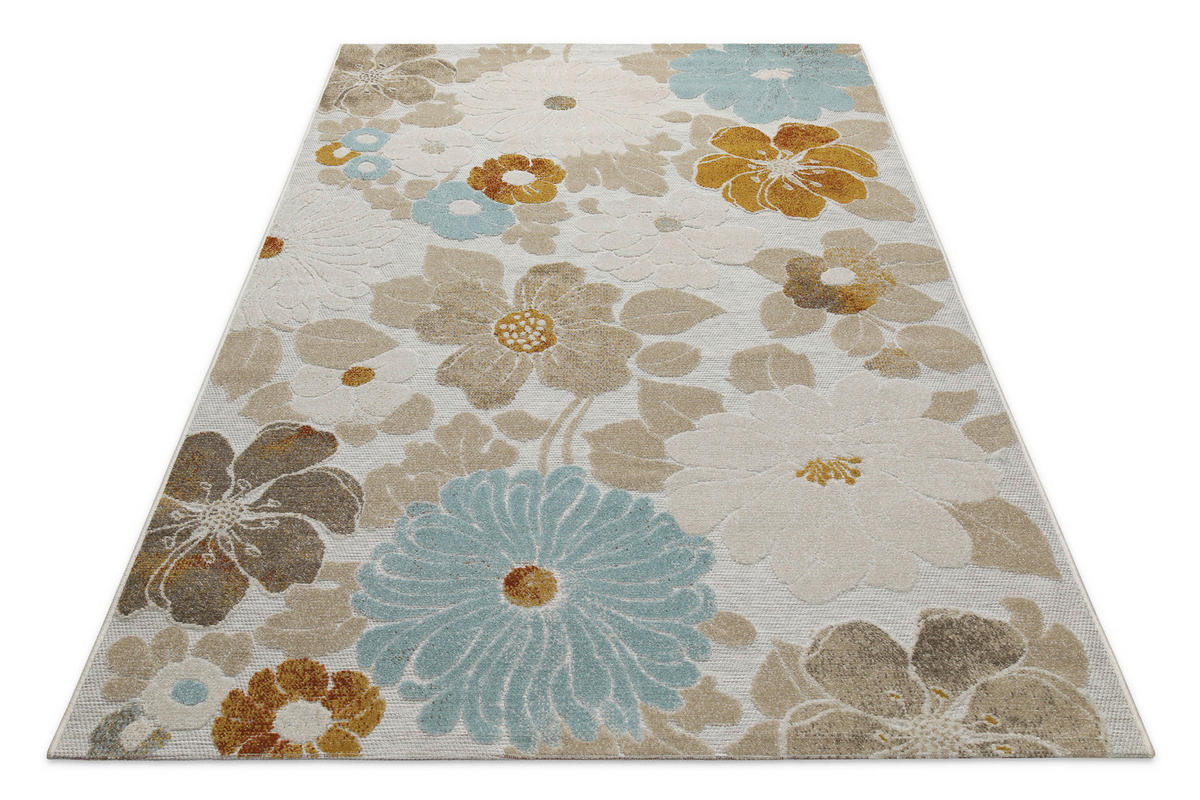 OUTDOORTEPPICH 140/200 cm Beach Flower Hellblau, Beige, Currygelb  - Currygelb/Beige, KONVENTIONELL, Textil (140/200cm) - WECON HOME