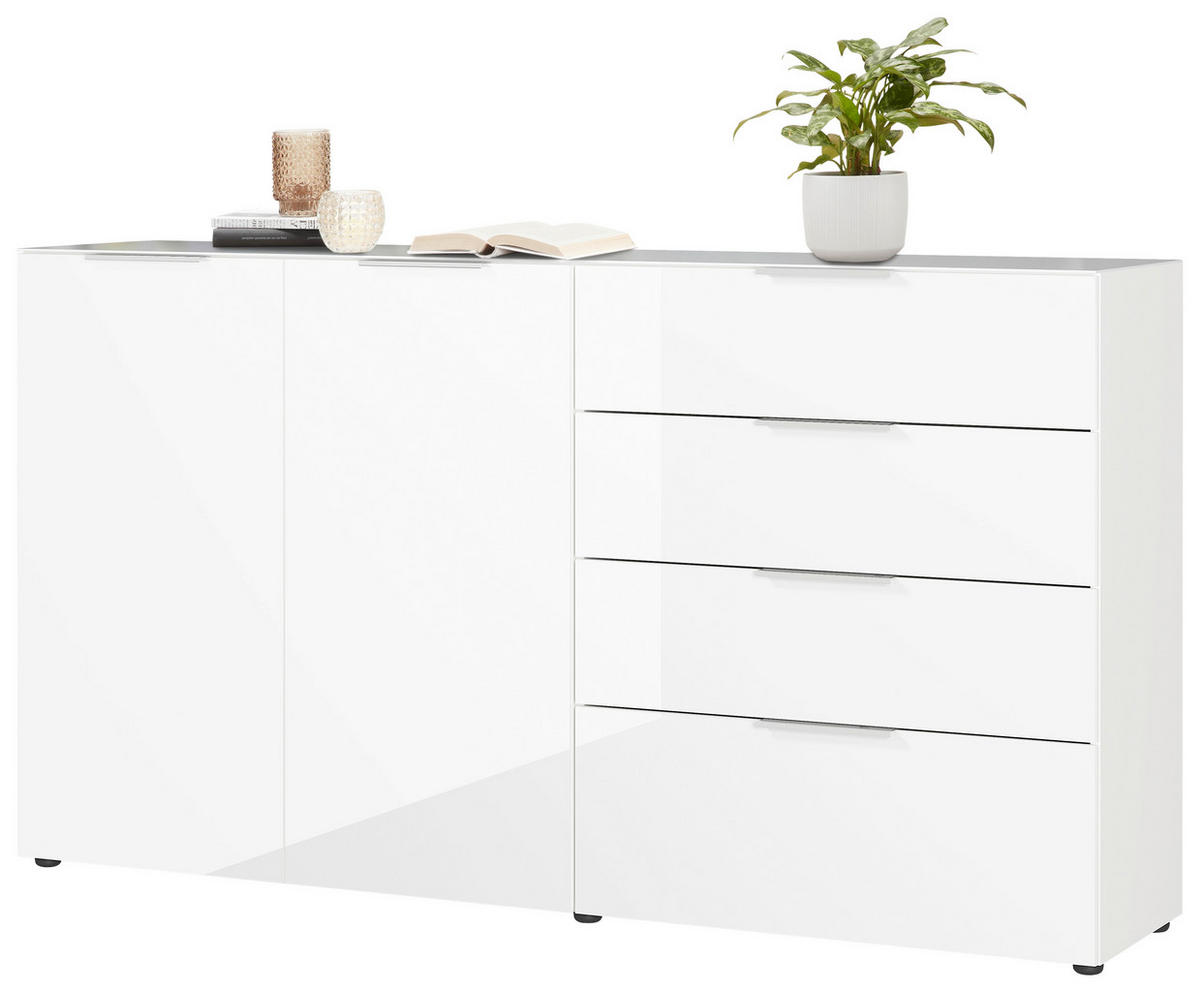 TÁLALÓSZEKRÉNY 184/102/42 cm  - krómszínű/fekete, Modern, műanyag/faalapú anyag (184/102/42cm) - Premium Living