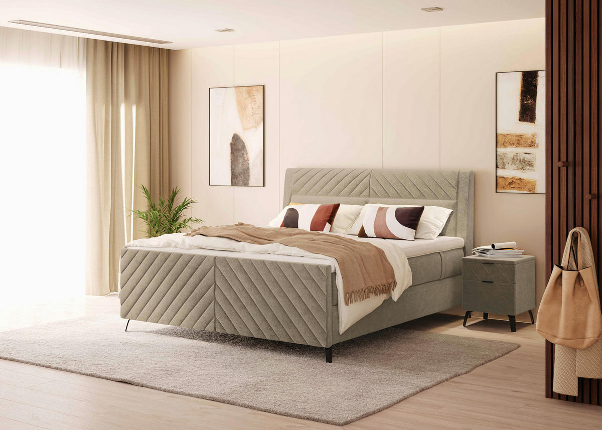 BOXSPRINGBETT 180/200 cm  in Cappuccino  - Schwarz/Cappuccino, Design, Textil/Metall (180/200cm) - Esposa