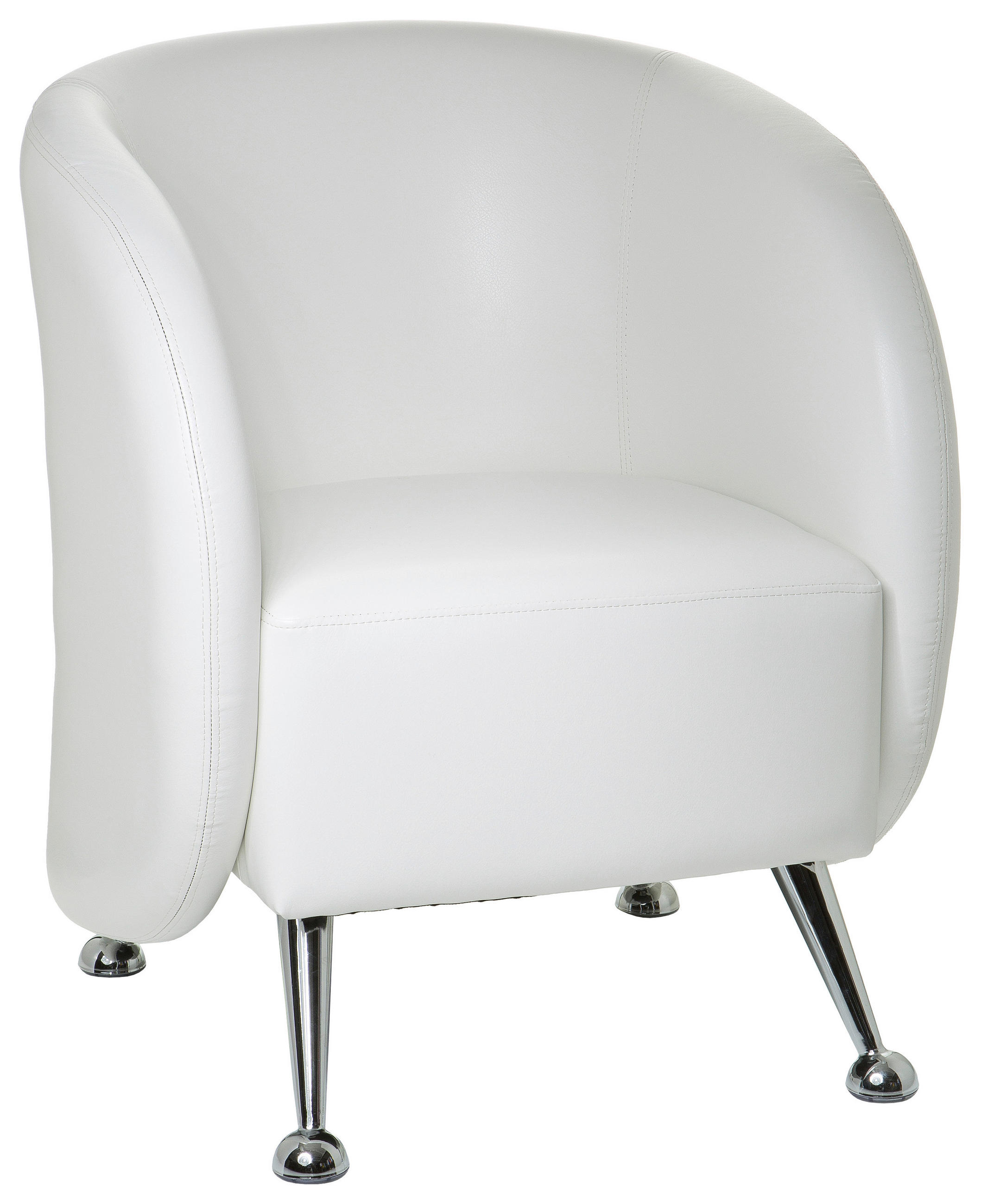 SESSEL in Lederlook Weiß  - Chromfarben/Weiß, MODERN, Textil/Metall (60/85/50cm) - MID.YOU