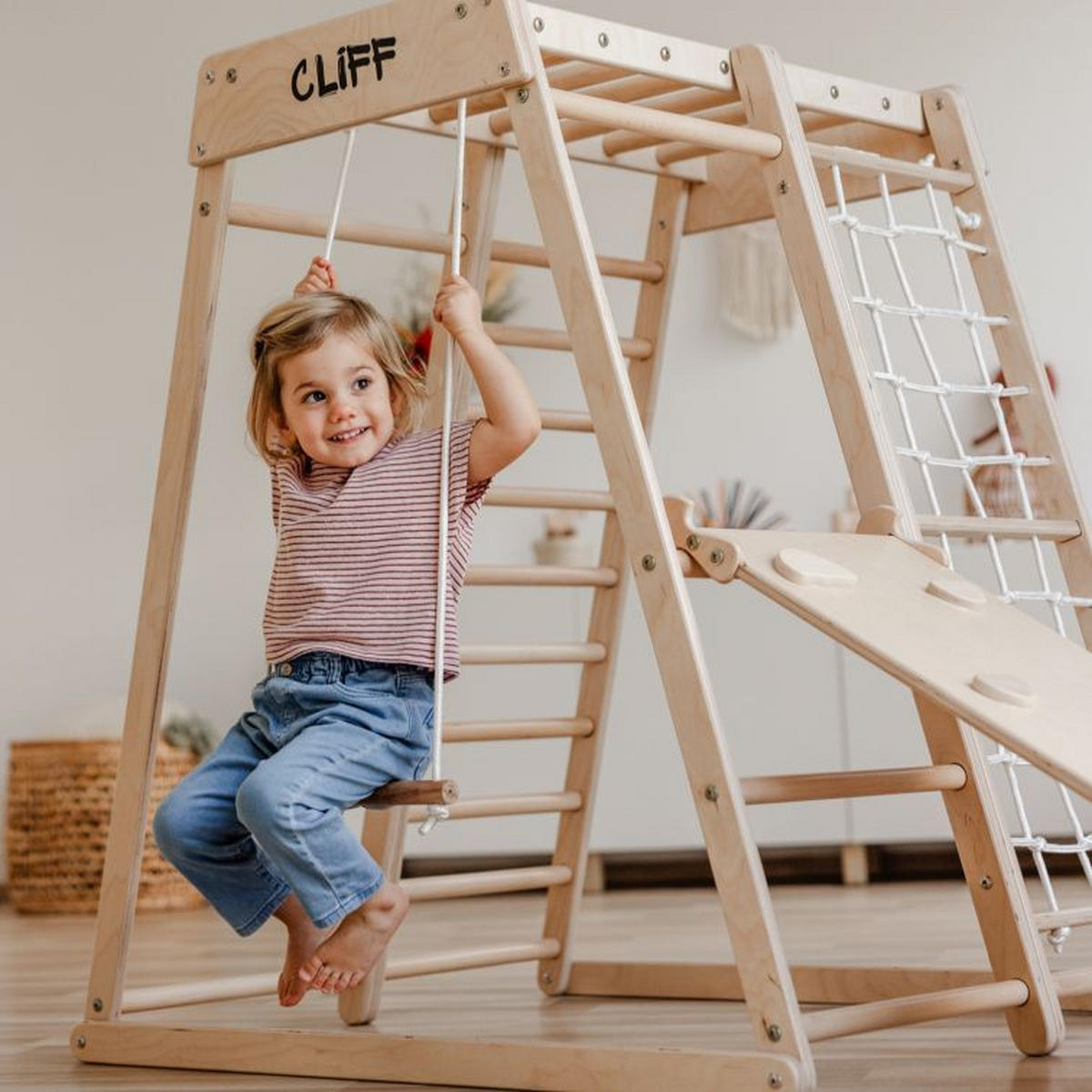 KLETTERGERÜST - Birkefarben, Basics, Holz (84/105/113cm) - CLIFF