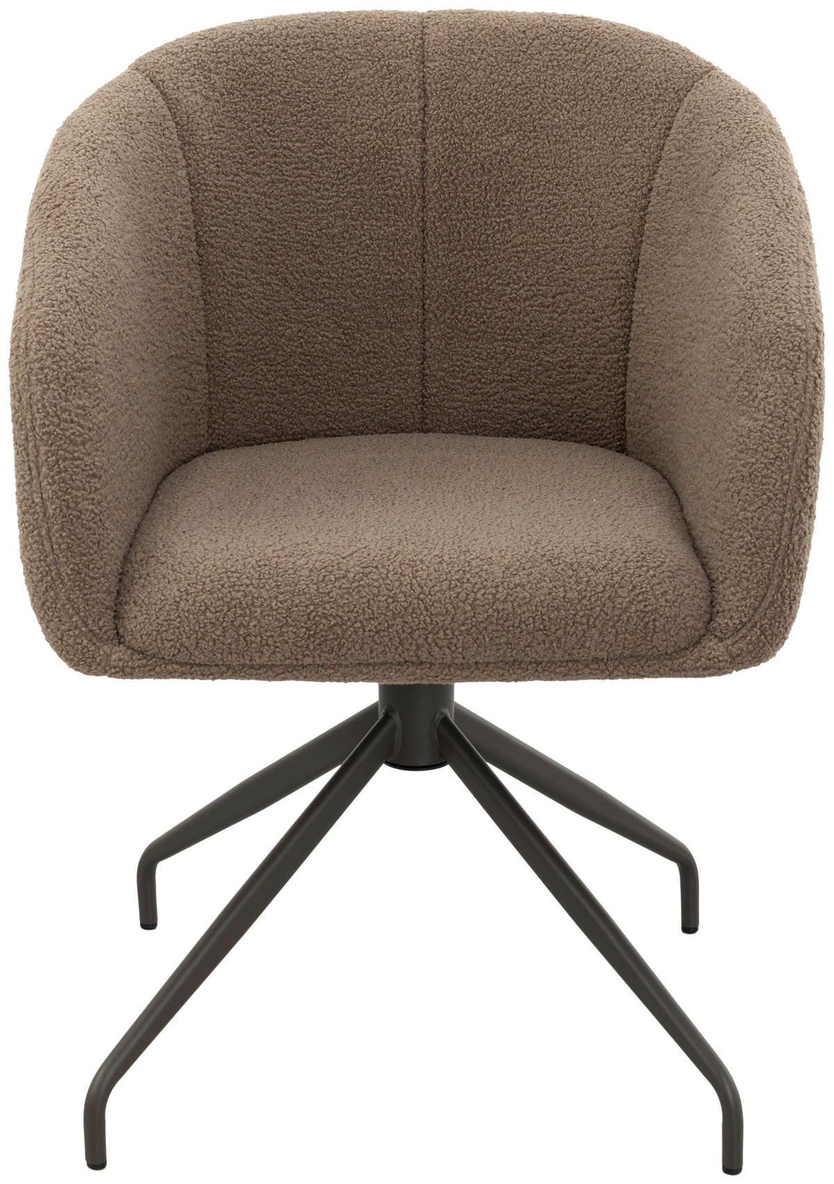 ARMLEHNSTUHL  Sitzfläche 360° drehbar, inklusive Armlehnen, automatische Rückholfunktion Teddystoff  Braun  - Dunkelbraun/Braun, Design, Textil/Metall (59/79/60cm) - Milino