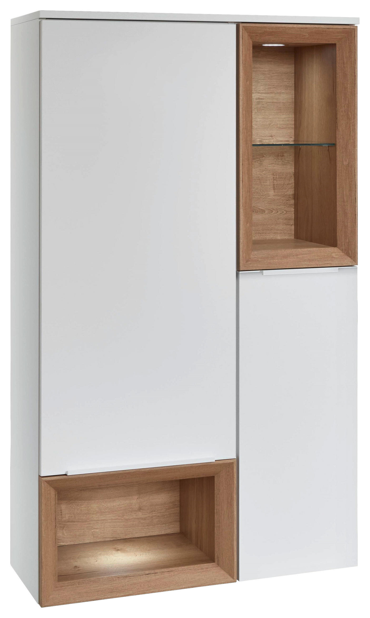 HIGHBOARD melaminharzbeschichtet  - Eichefarben/Weiß, MODERN, Holzwerkstoff/Metall (75/131,2/35cm) - Celina Home
