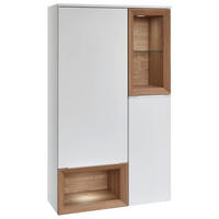 HIGHBOARD melaminharzbeschichtet  - Eichefarben/Weiß, MODERN, Holzwerkstoff/Metall (75/131,2/35cm) - Celina Home