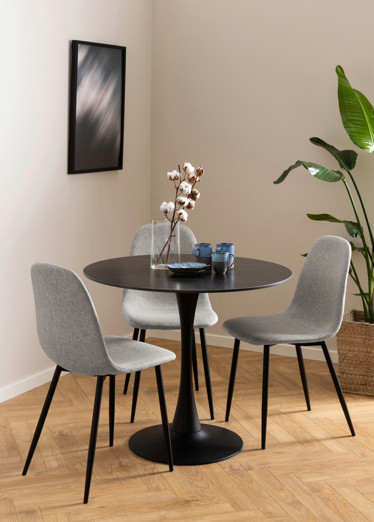STUHL Webstoff Hellgrau  - Hellgrau/Schwarz, Trend, Textil/Metall (44/86/54cm) - MID.YOU