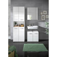 BADEZIMMER 3-teilig  in 120 cm  - Weiß Hochglanz/Silberfarben, MODERN, Glas/Holzwerkstoff (120cm) - MID.YOU