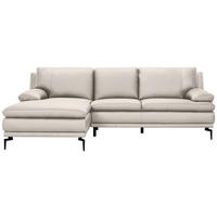 ECKSOFA Weiß Echtleder  - Schwarz/Weiß, Design, Leder (158/248cm) - MID.YOU