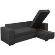 ECKSOFA Anthrazit Webstoff  - Anthrazit/Schwarz, KONVENTIONELL, Kunststoff/Textil (243/155cm) - Carryhome