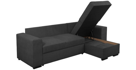 ECKSOFA in Webstoff Anthrazit  - Anthrazit/Schwarz, KONVENTIONELL, Kunststoff/Textil (243/155cm) - Carryhome