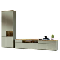 WOHNWAND  in Eichefarben, Schilfgrün  315/215/45 cm  - Schilfgrün/Eichefarben, KONVENTIONELL, Glas/Holzwerkstoff (315/215/45cm) - Venda