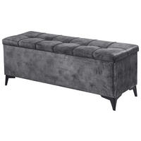 BETTBANK Mikrovelours Anthrazit  - Anthrazit/Schwarz, KONVENTIONELL, Kunststoff/Textil (139/58/50cm) - Modante