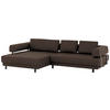 ECKSOFA Braun Echtleder  - Schwarz/Braun, Design, Leder/Metall (188/307cm) - Stylife