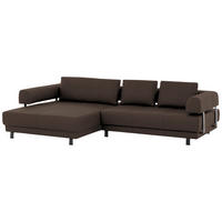ECKSOFA Echtleder Braun  - Schwarz/Braun, Design, Leder/Metall (188/307cm)