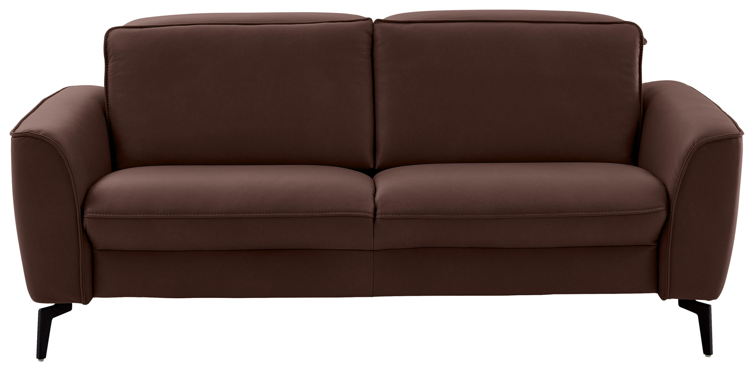 2,5-SITZER in Echtleder Braun  - Schwarz/Braun, Natur, Leder/Metall (194/81/110cm) - Valdera
