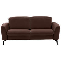 2,5-SITZER in Echtleder Braun  - Schwarz/Braun, Natur, Leder/Metall (194/81/110cm) - Valdera
