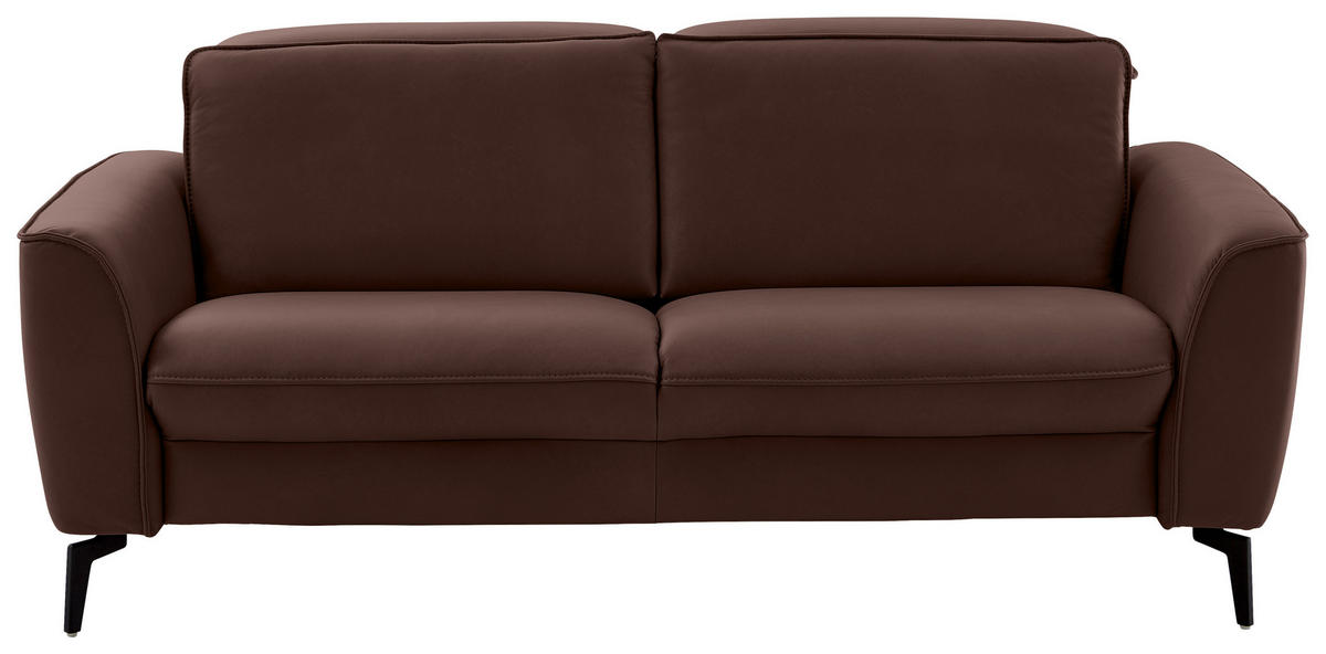 2,5-SITZER in Echtleder Braun  - Schwarz/Braun, Natur, Leder/Metall (194/81/110cm) - Valdera
