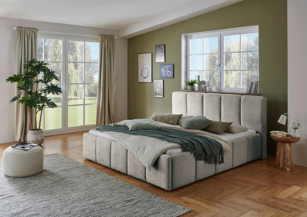 POLSTERBETT 180/200 cm  in Grau  - Schwarz/Grau, Design, Holz/Textil (180/200cm) - Xora