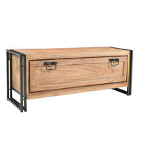 SCHUHSCHRANK Akazie massiv Naturfarben, Schwarz  - Schwarz/Naturfarben, Design, Holz/Metall (130/50/40cm) - MID.YOU