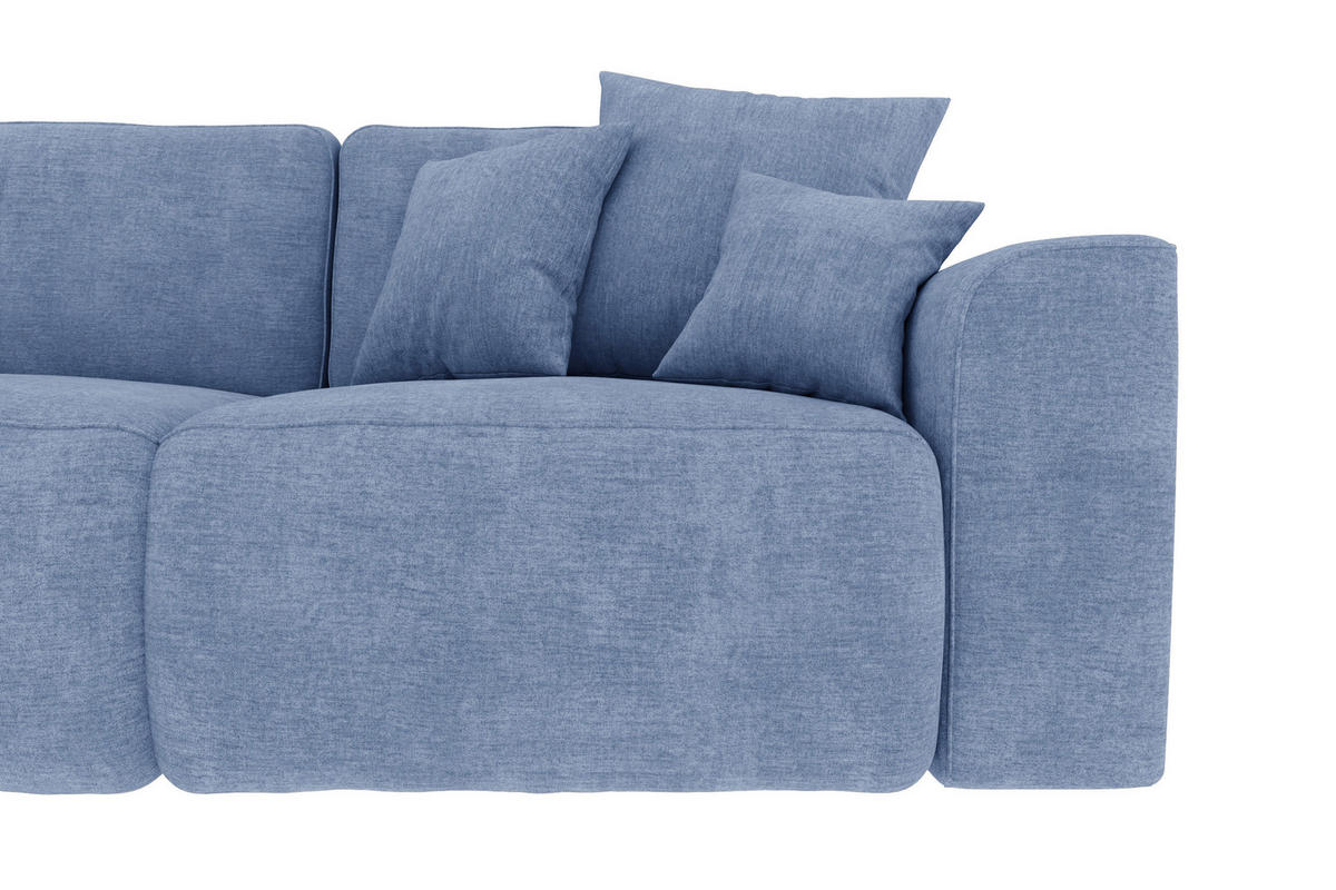 ECKSOFA Hellblau Samt  - Chromfarben/Hellblau, KONVENTIONELL, Kunststoff/Textil (195/293cm) - Carryhome
