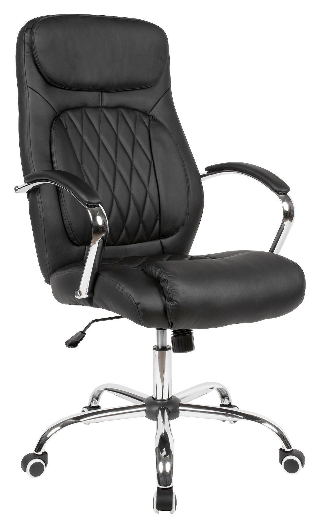 CHEFSESSEL in Lederlook Schwarz - Chromfarben/Schwarz, Modern, Kunststoff/Textil (70/113/70cm) - MID.YOU