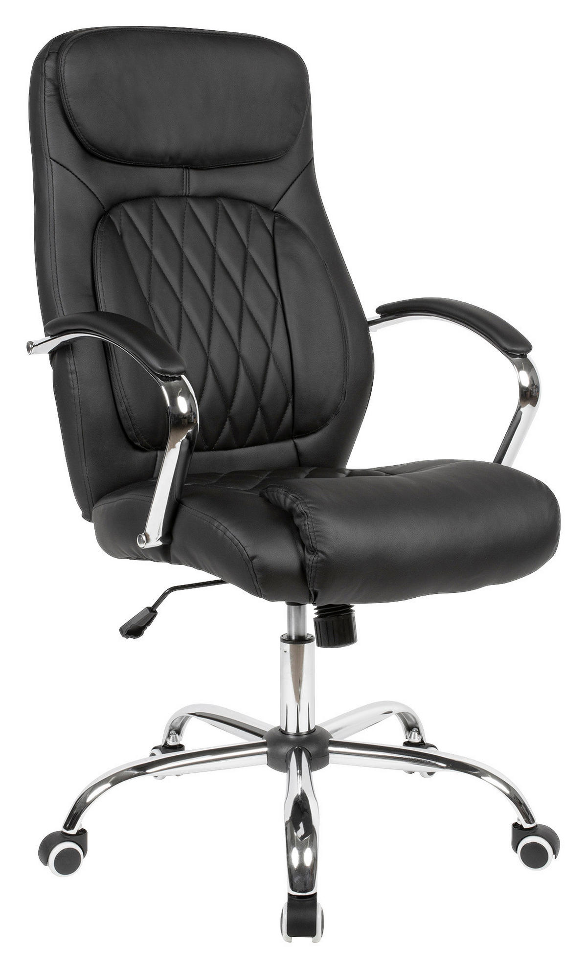CHEFSESSEL Lederlook Schwarz  - Chromfarben/Schwarz, MODERN, Kunststoff/Textil (70/113/70cm) - MID.YOU