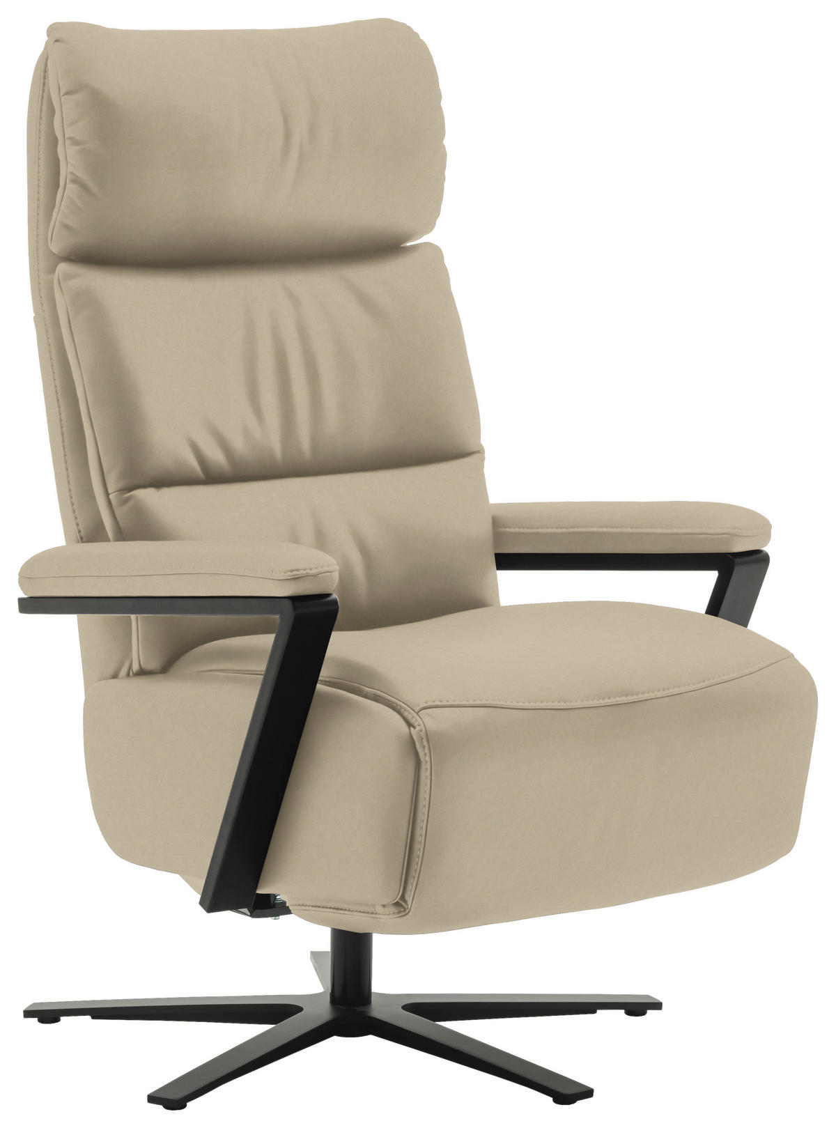 FERNSEHSESSEL in Ecru  - Ecru/Schwarz, Design, Leder/Metall (74/111/85cm) - Schöner Wohnen