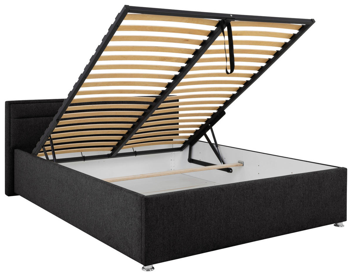 POLSTERBETT Lattenrost, Bettkasten Anthrazit 160/200 cm  - Anthrazit, MODERN, Holz/Kunststoff (160/200cm) - MID.YOU