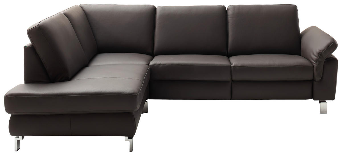 ECKSOFA in Echtleder Braun  - Chromfarben/Braun, Design, Leder/Metall (200/271cm) - Pure Home Lifestyle