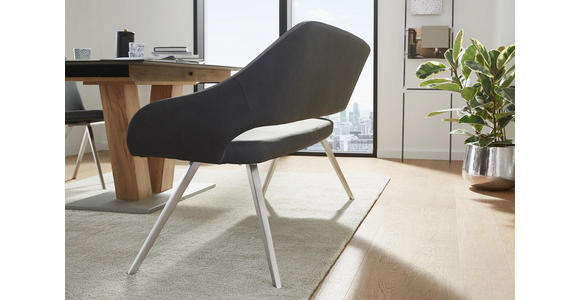 SITZBANK 175/88/66 cm in Anthrazit, Blau, Grau, Edelstahlfarben - Blau/Edelstahlfarben, Design, Textil/Metall (175/88/66cm) - Voleo
