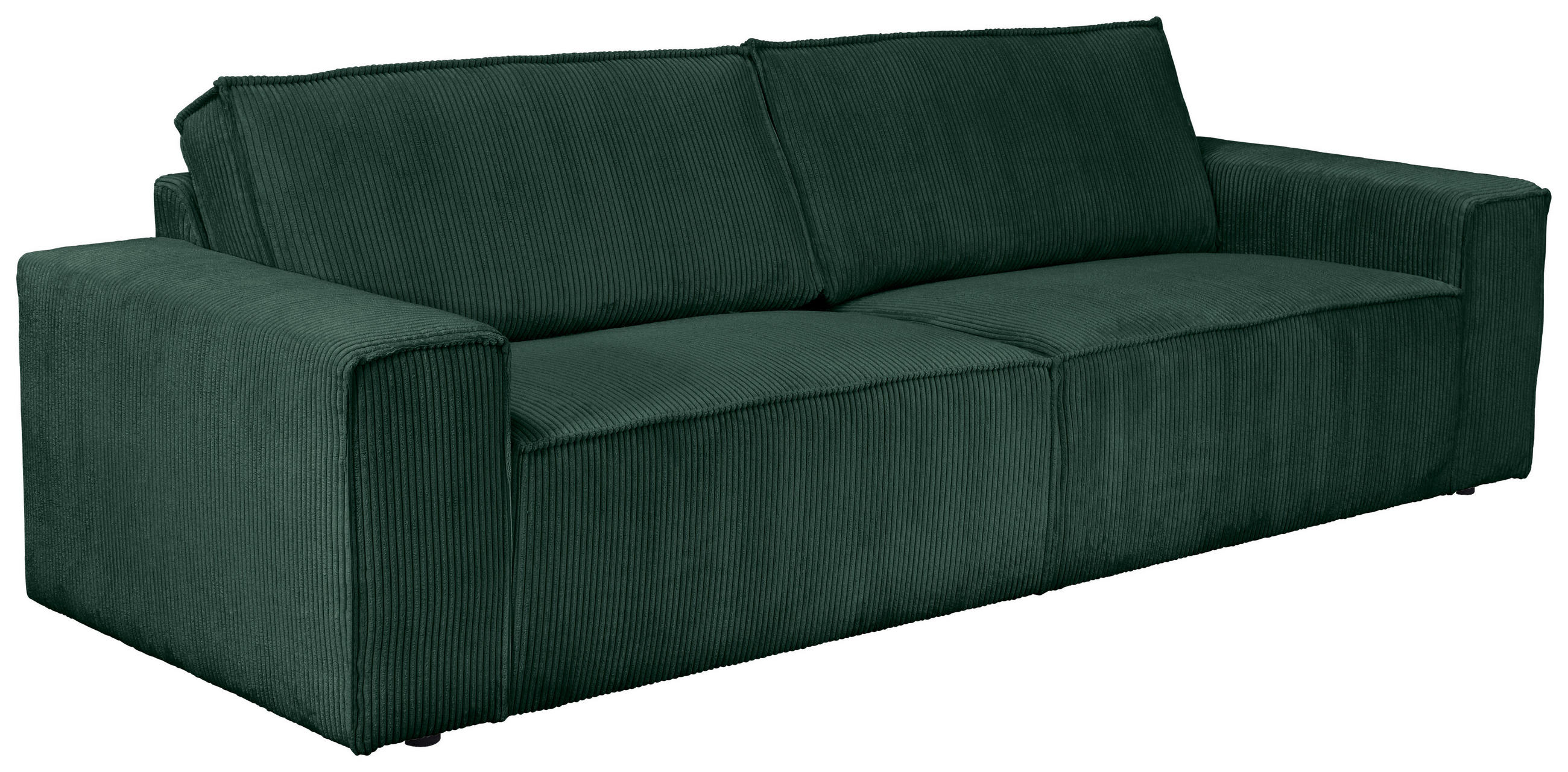 3-SITZER-SOFA Cord Dunkelgrün - Dunkelgrün/Schwarz, KONVENTIONELL, Kunststoff/Textil (248/76/95cm) - Carryhome