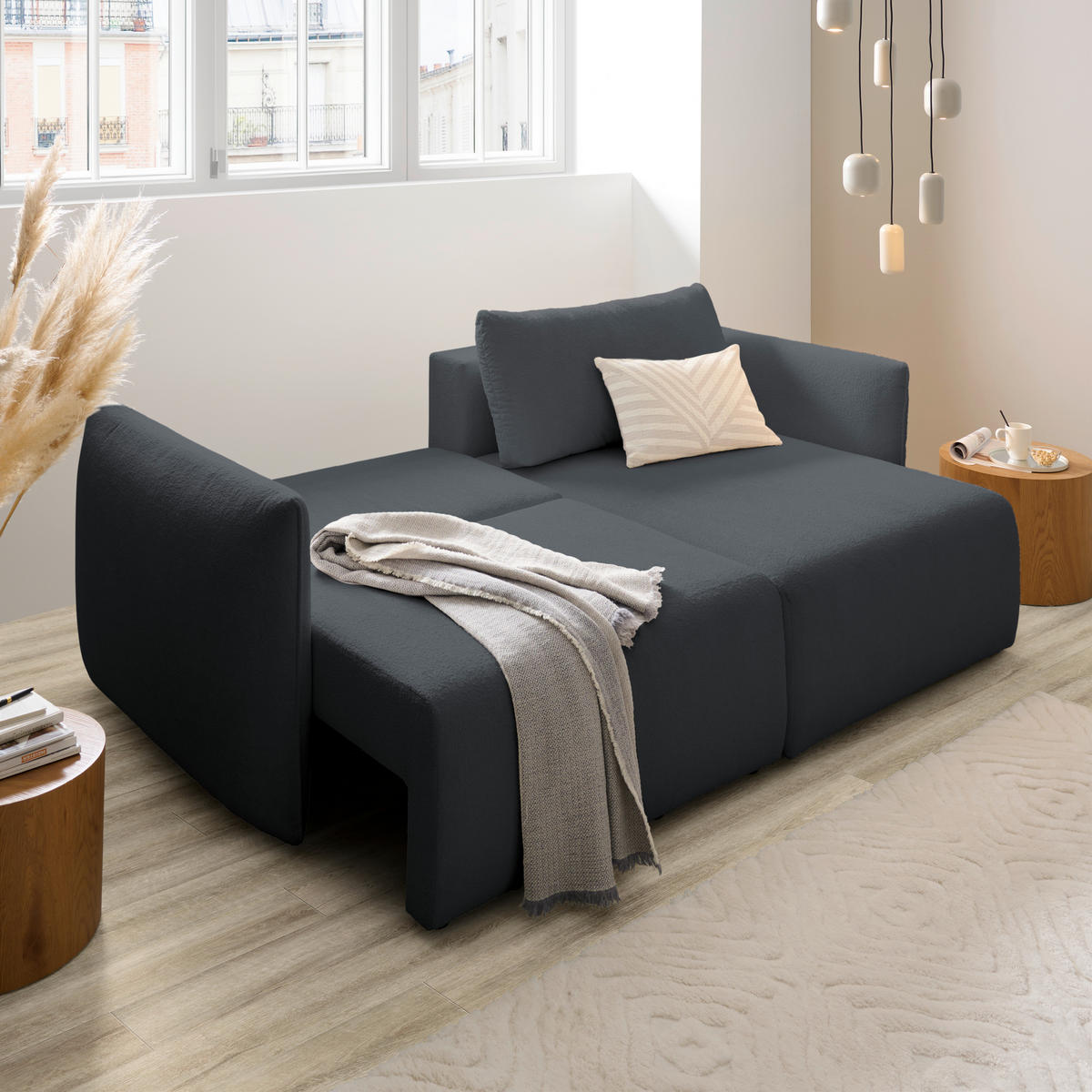 ECKSOFA Dunkelgrau Jersey  - Dunkelgrau/Schwarz, KONVENTIONELL, Kunststoff/Textil (238/148cm) - Carryhome