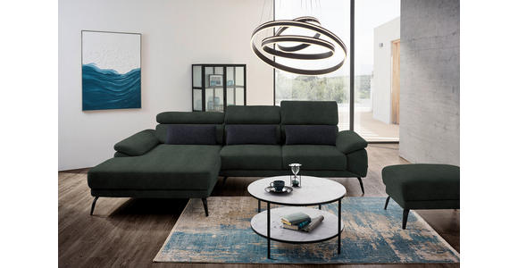 ECKSOFA Dunkelgrün Velours - Dunkelgrün/Schwarz, Design, Textil/Metall (187/295cm) - Novel