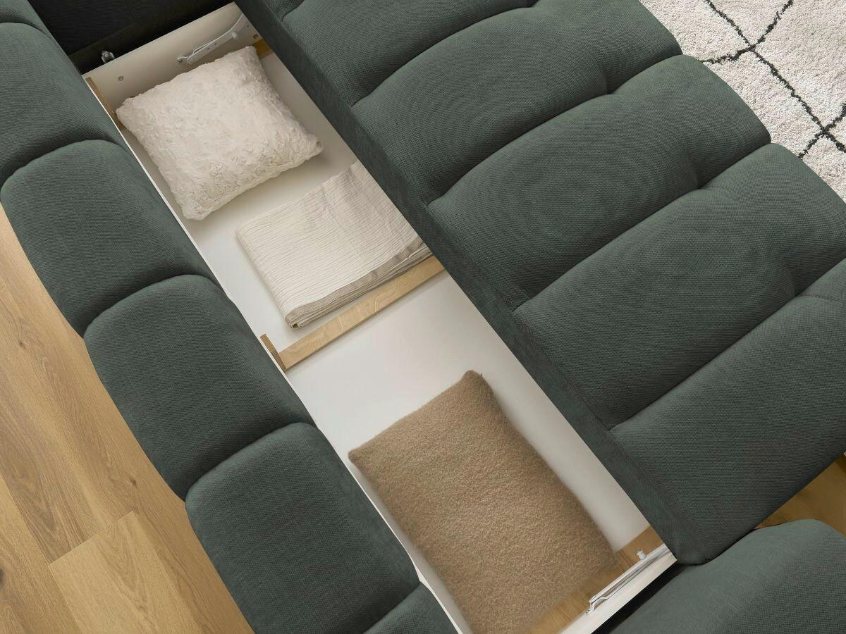 SCHLAFSOFA FUJI Leinenoptik Grün  inkl.  - Schwarz/Grün, MODERN, Kunststoff/Textil (251/113/88cm)