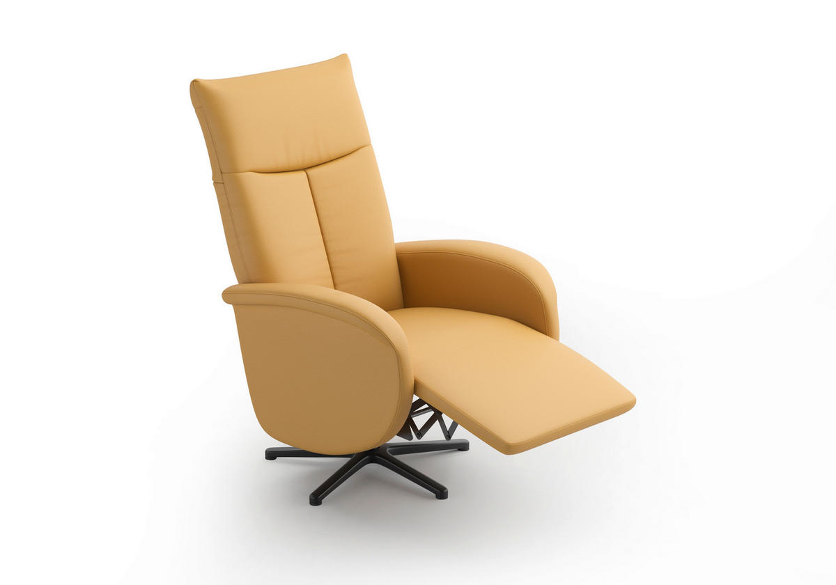 DREHSTUHL Currygelb  - Currygelb/Schwarz, MODERN, Leder/Metall (75/112/82cm) - Sit & More