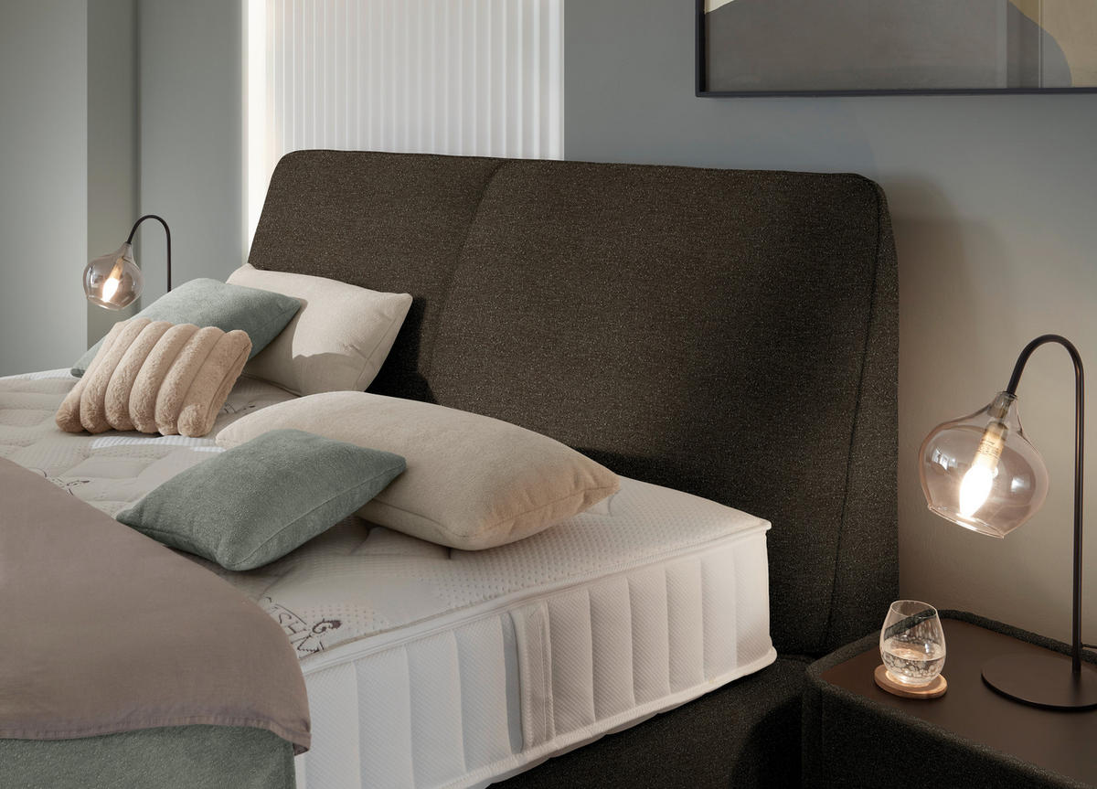 BOXSPRINGBETT 180/200 cm  in Dunkelbraun  - Dunkelbraun/Schwarz, Design, Kunststoff/Textil (180/200cm) - Johann Jakob